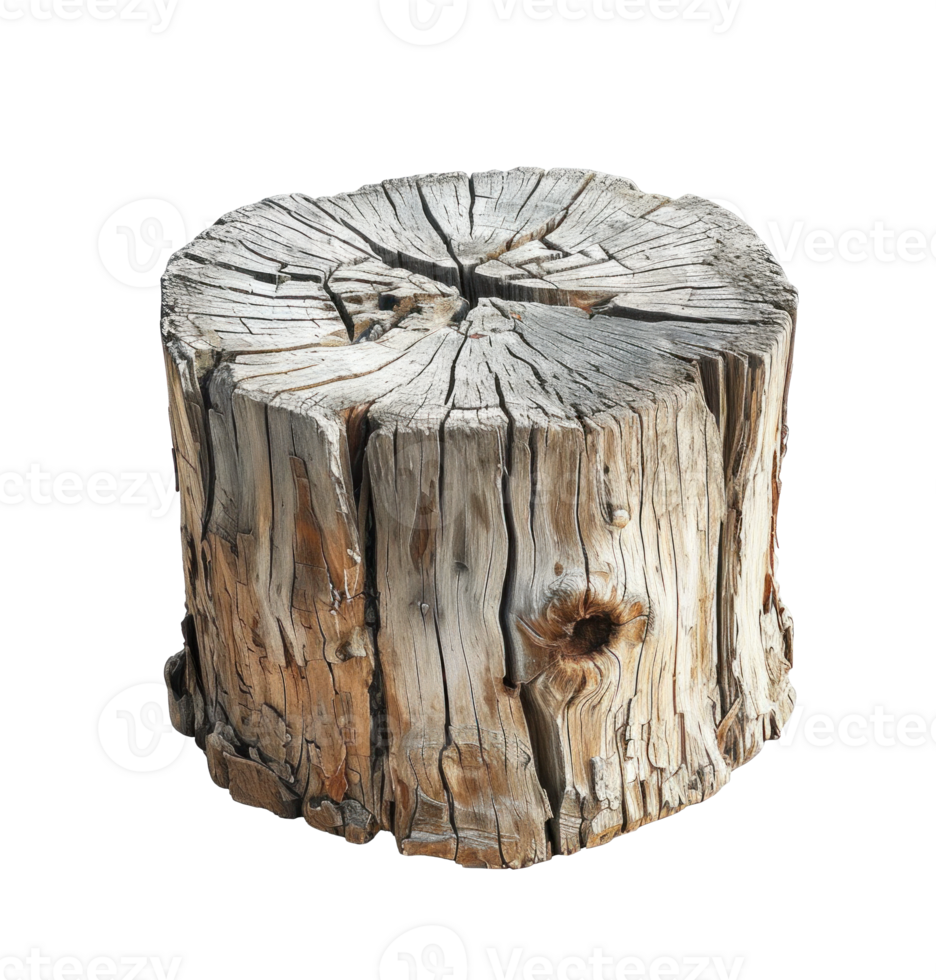 AI generated Rustic Rough Wood Stump Isolated png