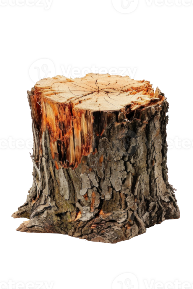 AI generated Rough Wood Tree Stump Isolated Image png