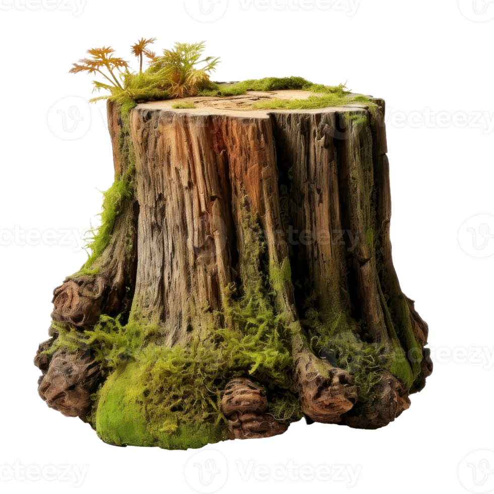AI generated Mossy Forest Stump, png file of isolated cutout object on transparent background