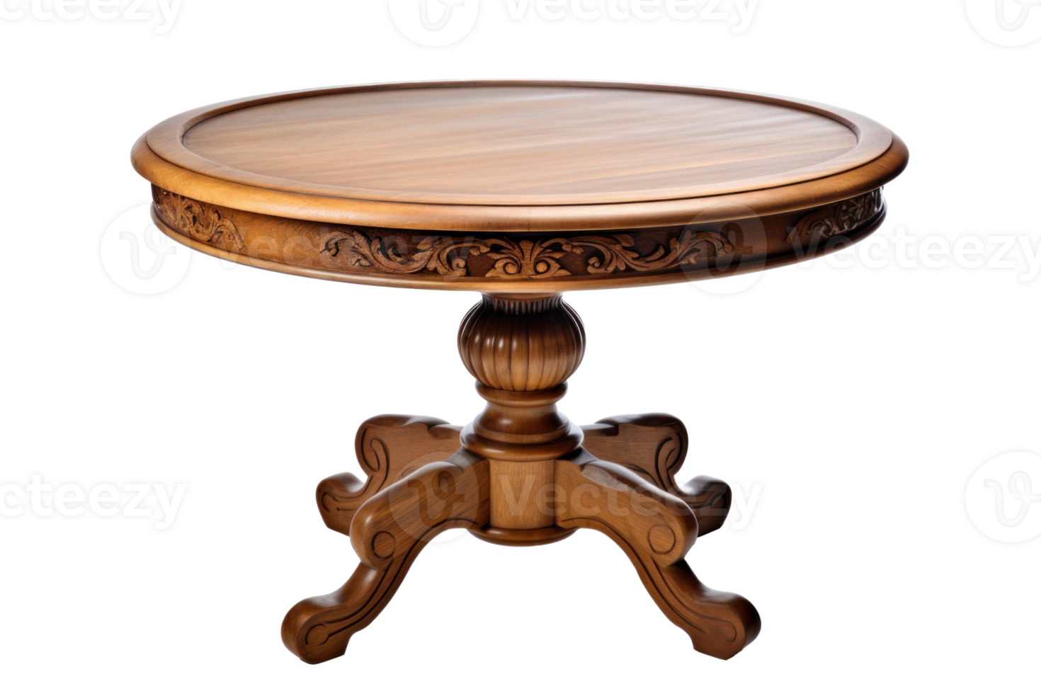 AI generated Round Wooden Table on Transparent Background png