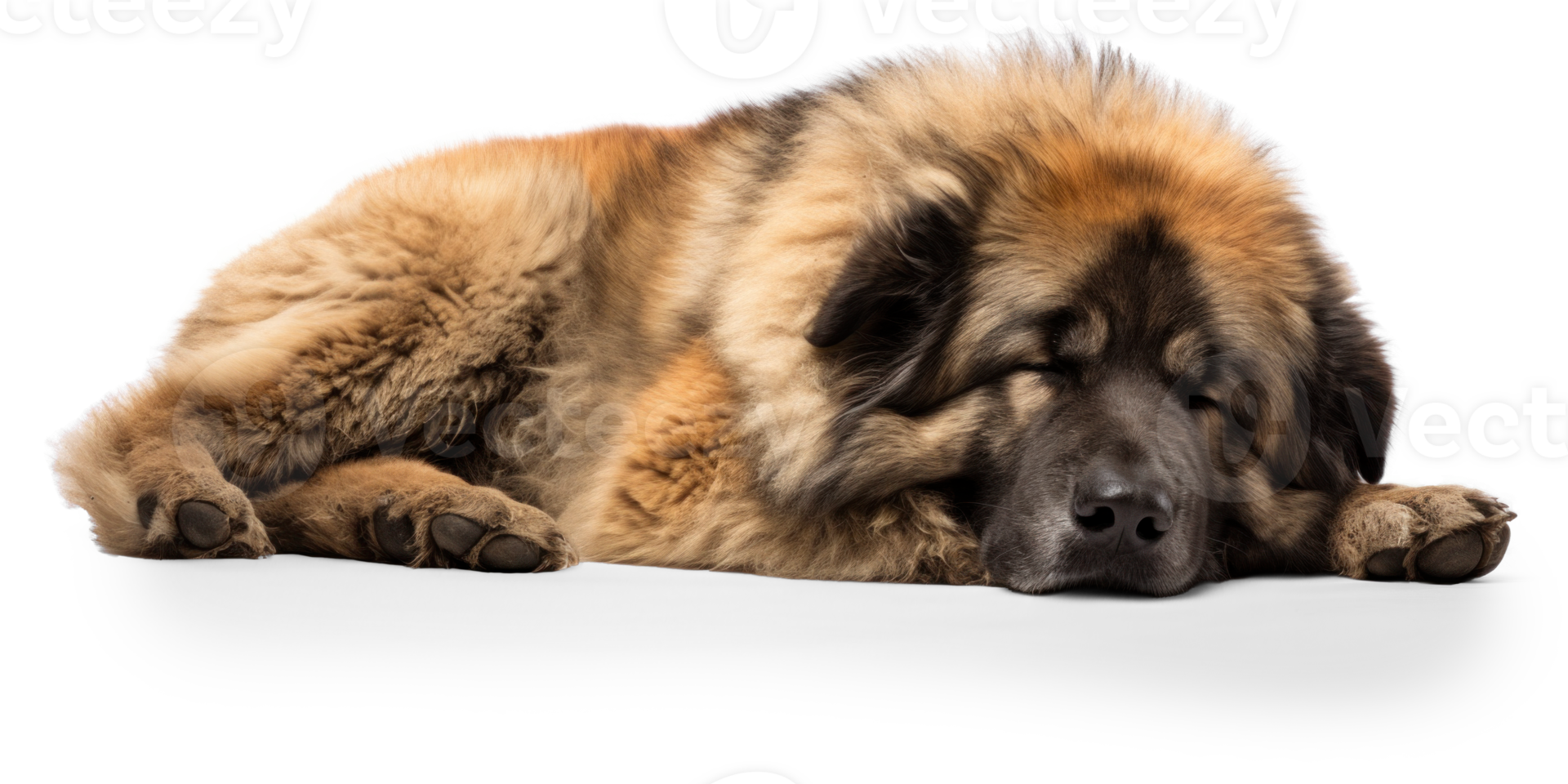 AI generated Sleeping Caucasian Shepherd Dog on Transparent Background png
