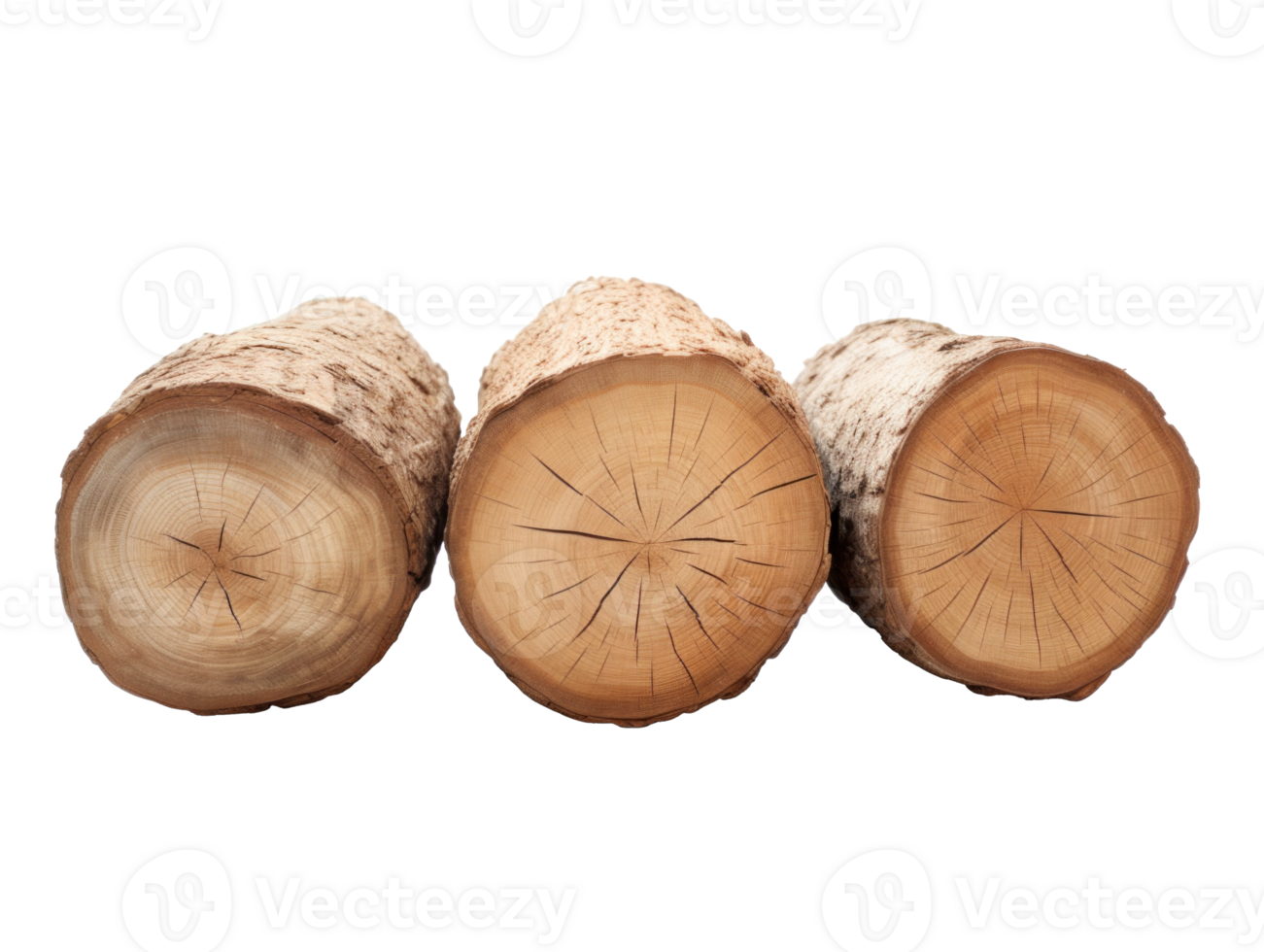 AI generated Textured Rough Wood Logs on Transparent png