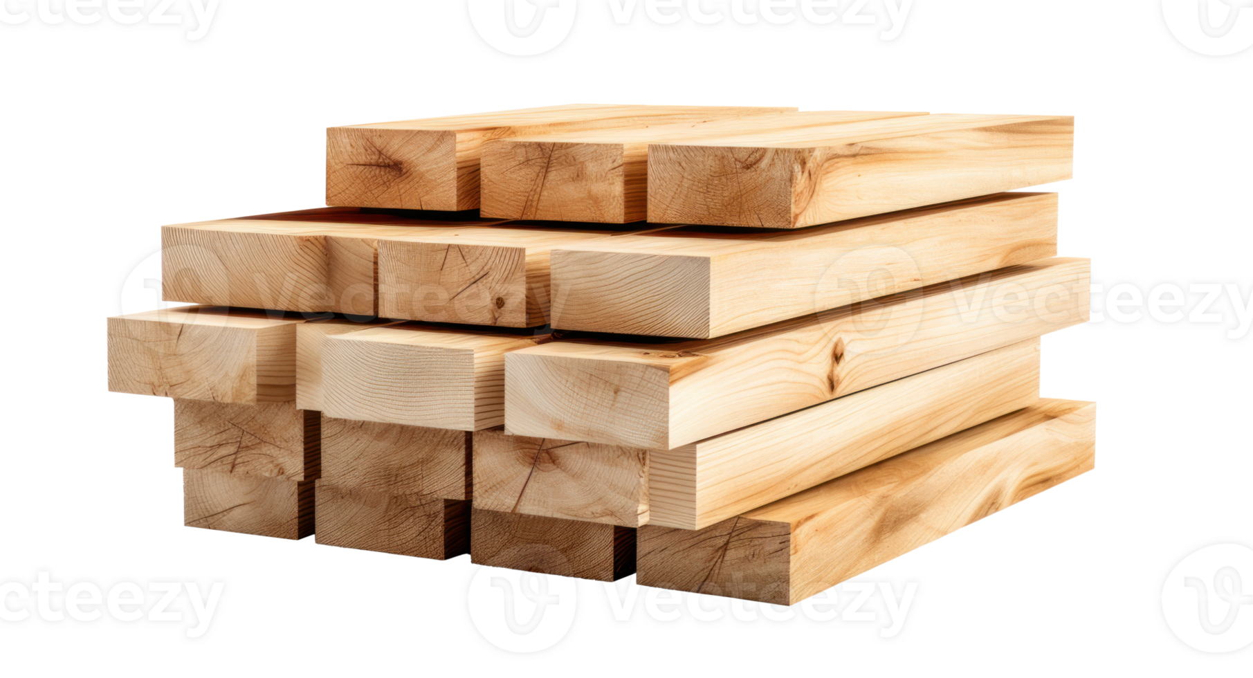 AI generated Rough Wood Texture Stack on Transparent png