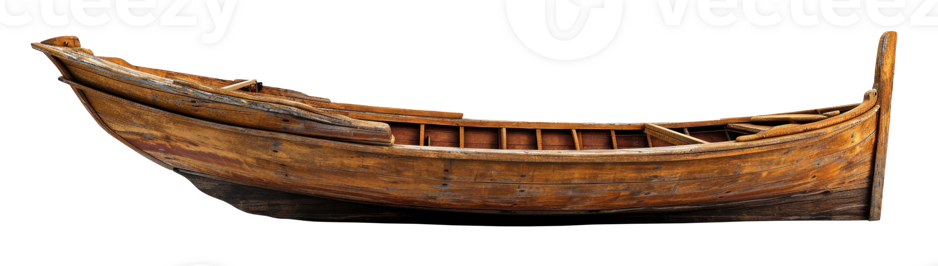 AI generated Side View of Traditional Wooden Boat png