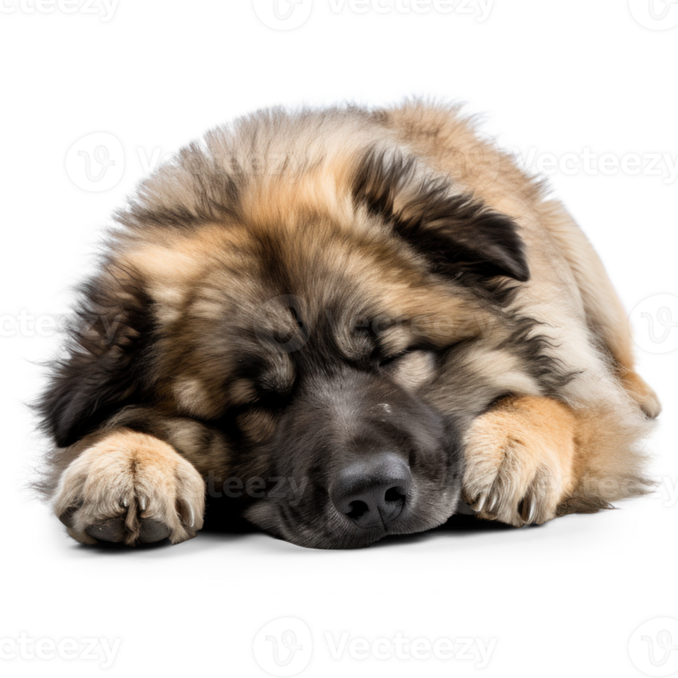 AI generated Sleeping Caucasian Shepherd Dog on Transparent Background png