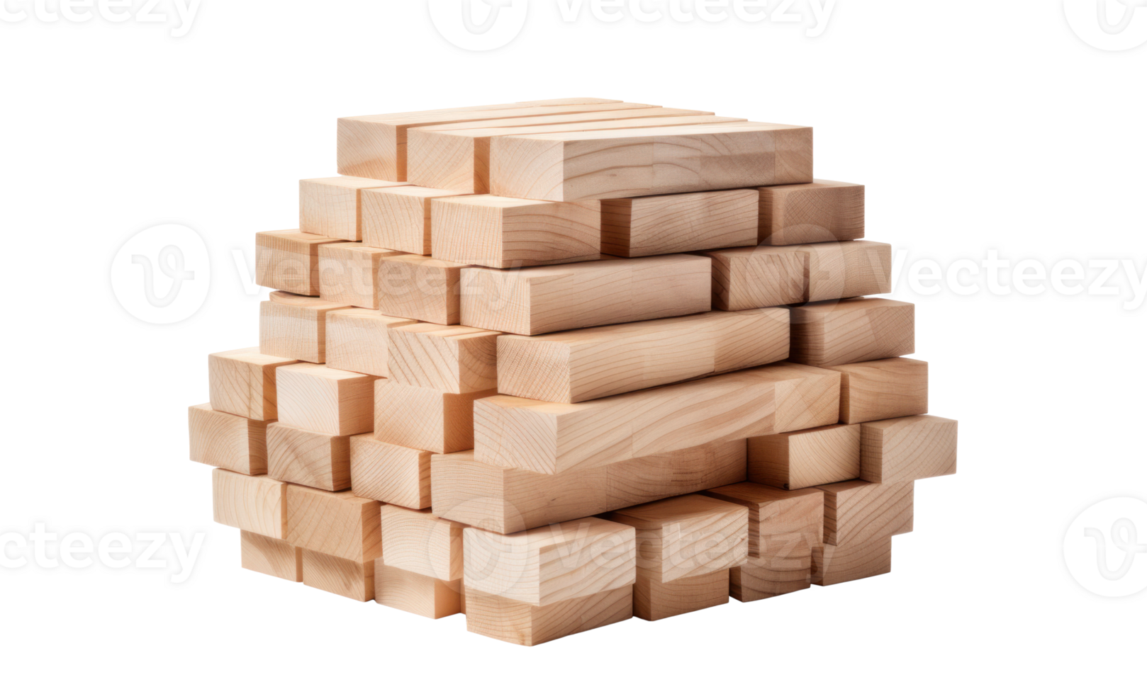 AI generated Textured Wooden Blocks Pile png