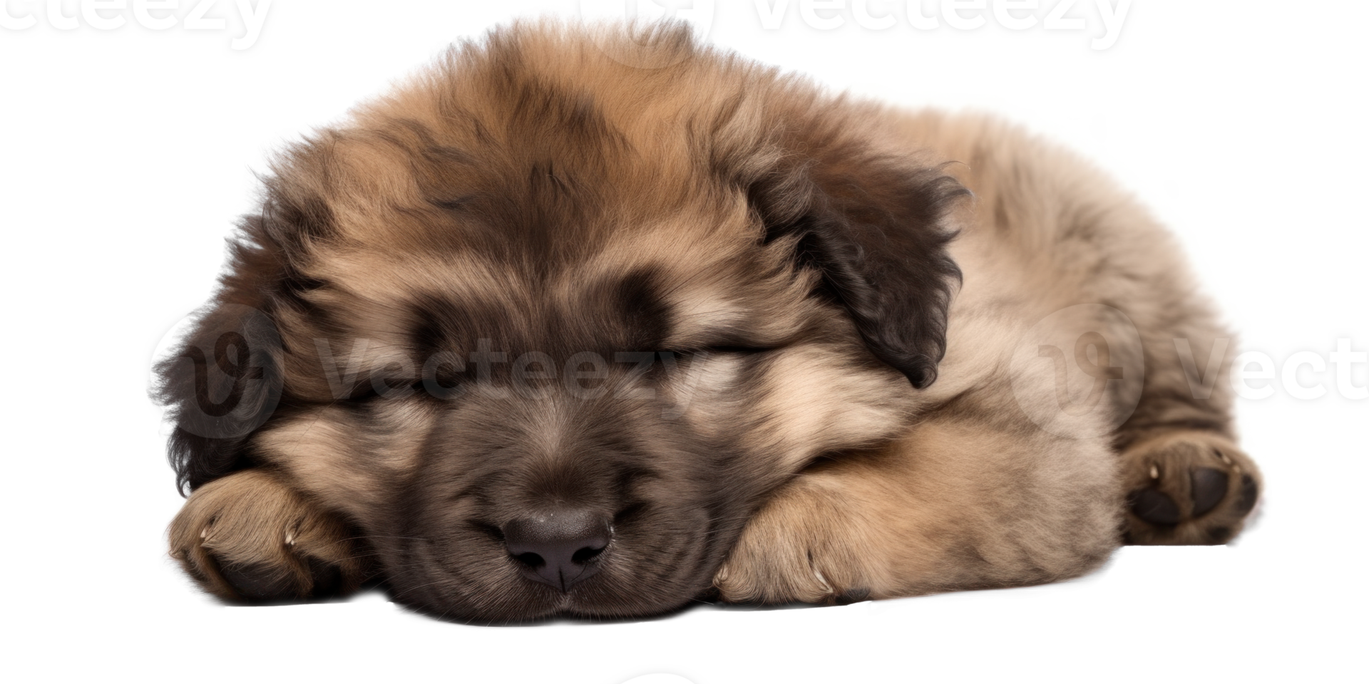 AI generated Sleeping Caucasian Shepherd Puppy on Transparent Background png