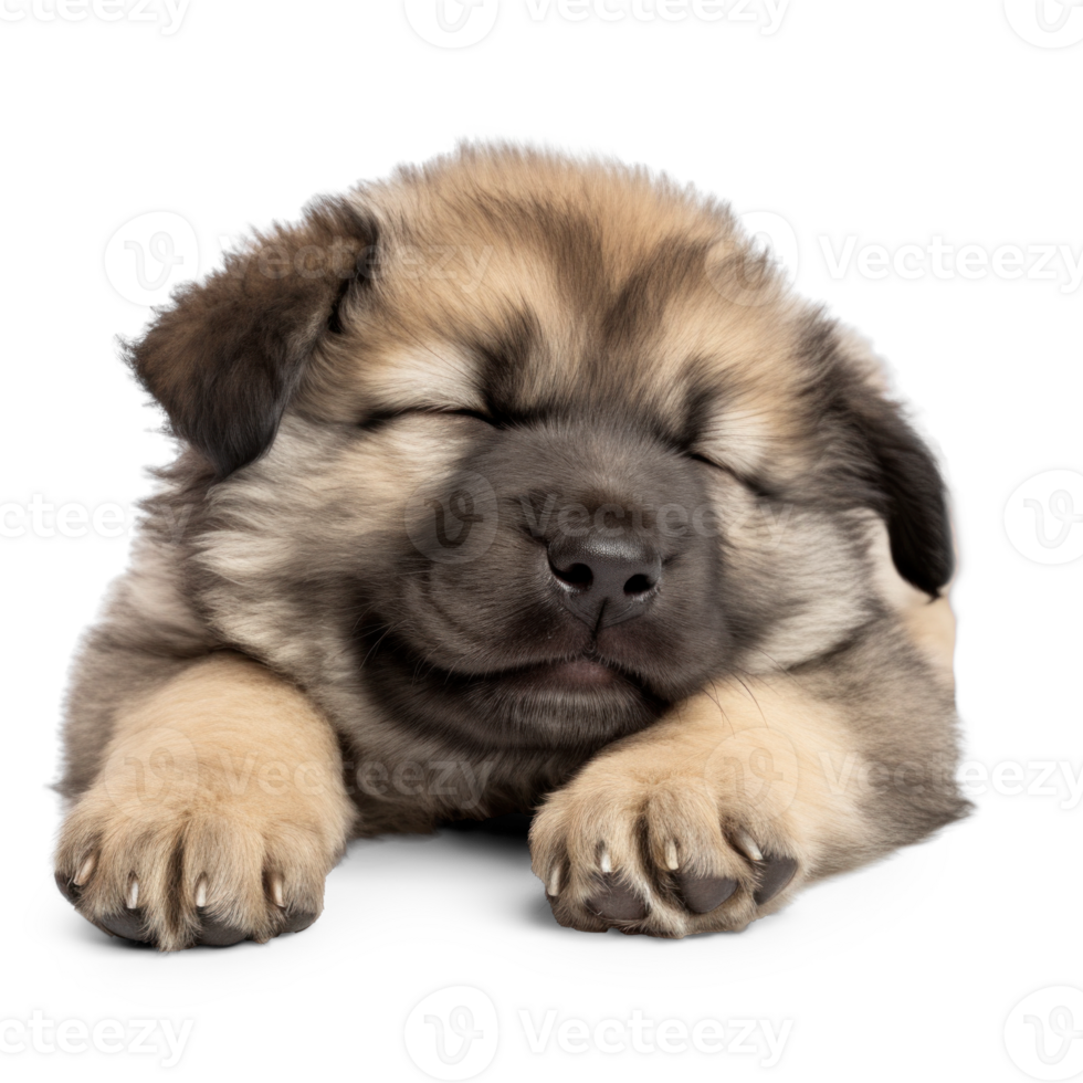 AI generated Sleeping Caucasian Shepherd Puppy on Transparent Background png