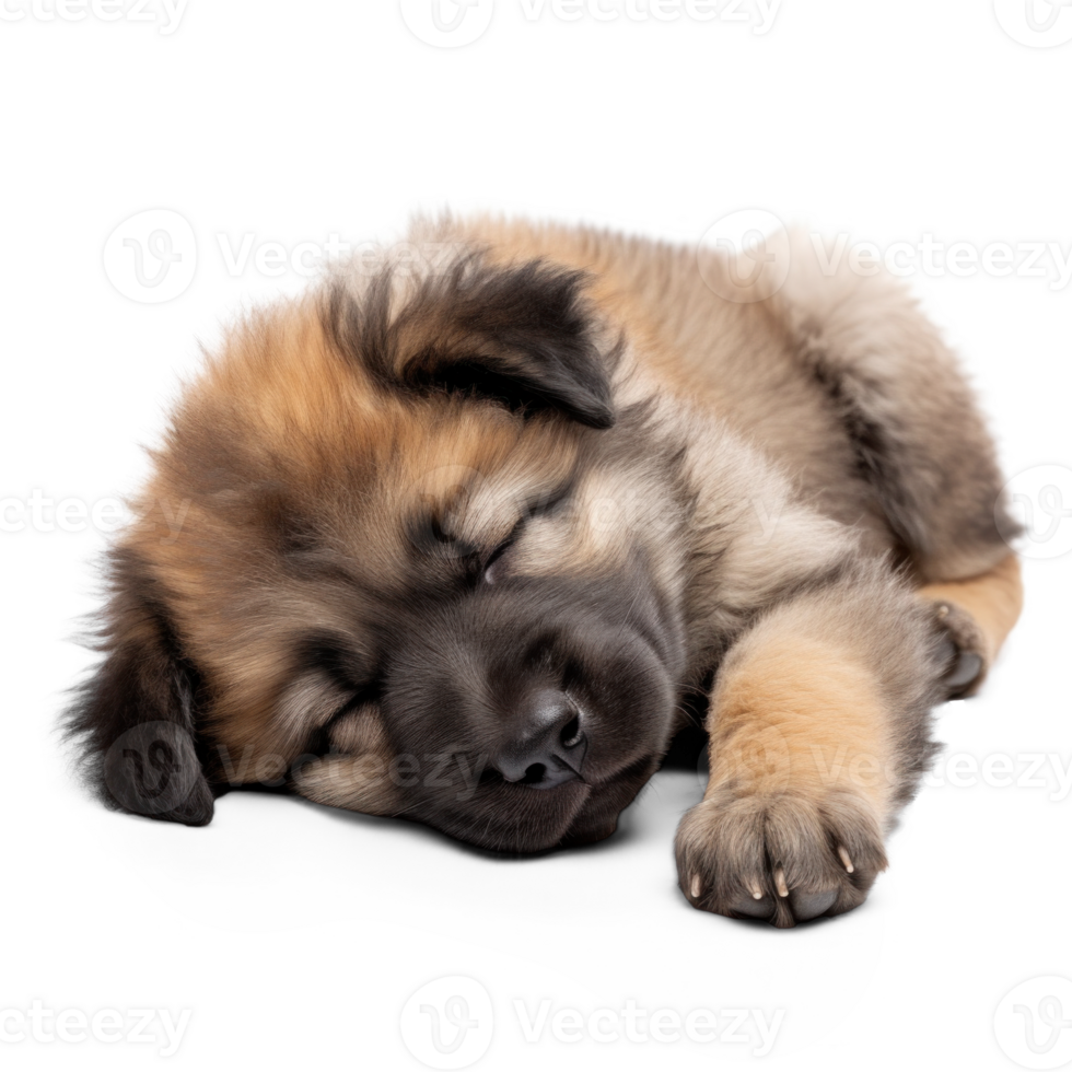 AI generated Sleeping Caucasian Shepherd Puppy on Transparent Background png