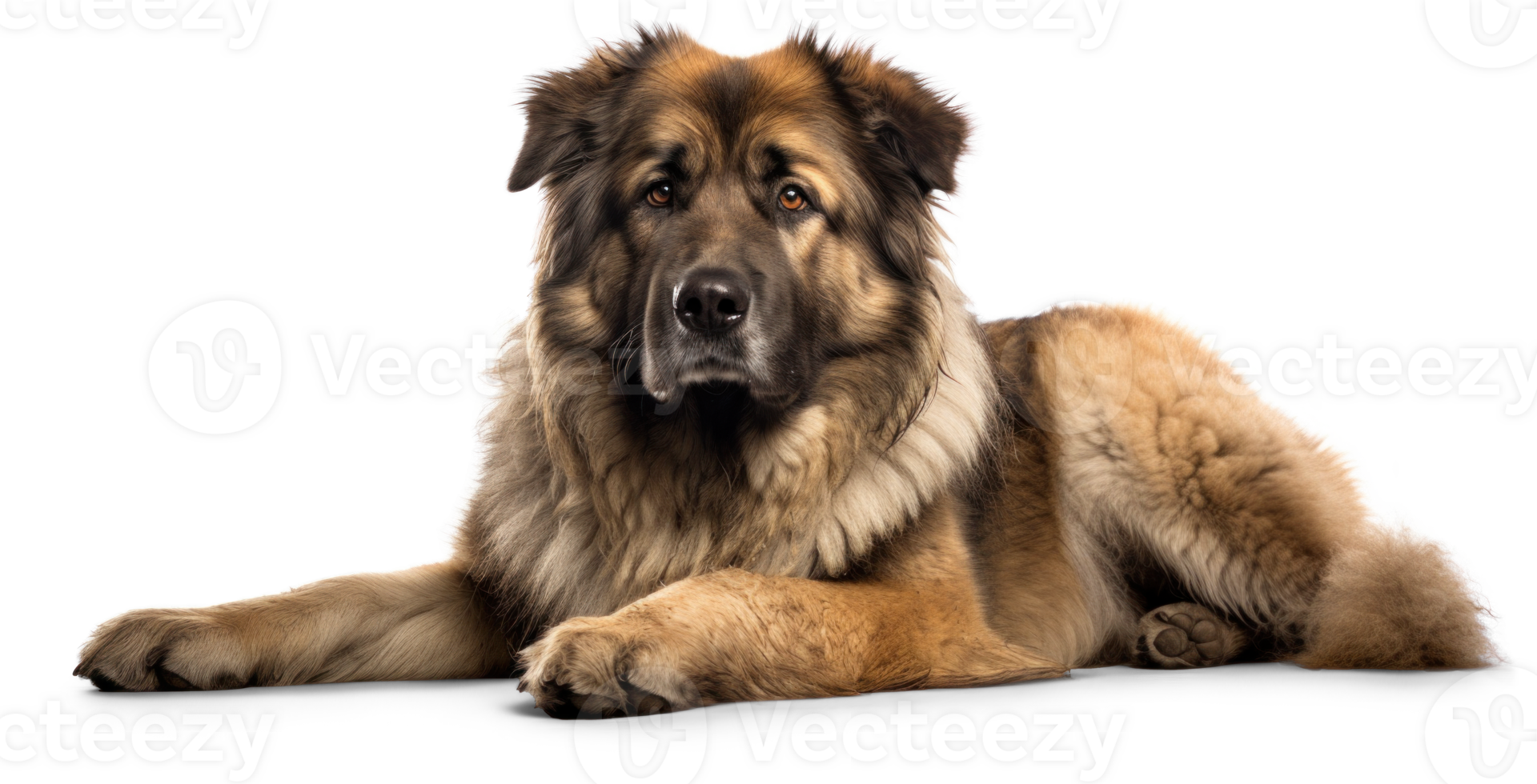 AI generated Serene Caucasian Shepherd dog resting, isolated png