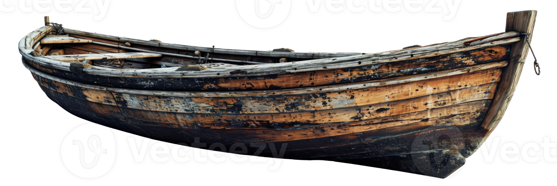 AI generated Vintage Wooden Boat Side View Isolated png