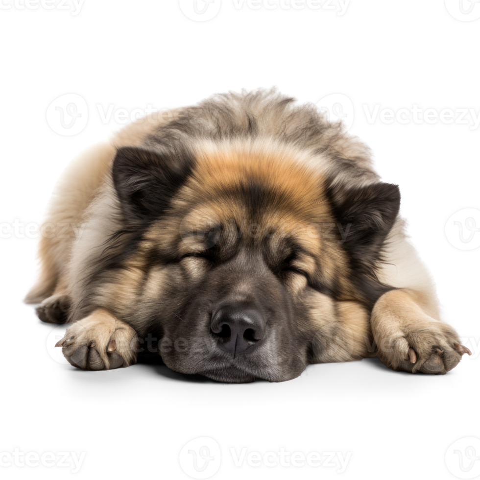 AI generated Sleeping Caucasian Shepherd Dog on Transparent Background png
