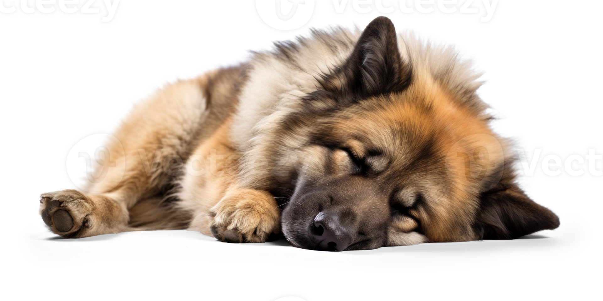 AI generated Sleeping Caucasian Shepherd Dog on Transparent Background png