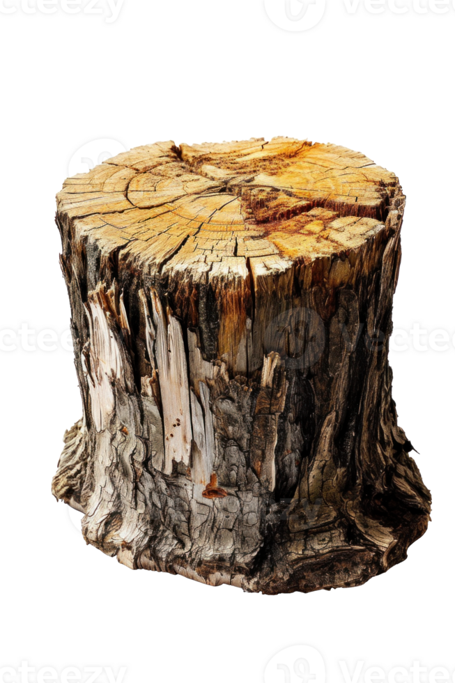 AI generated Textured Rough Wood Stump Isolated png