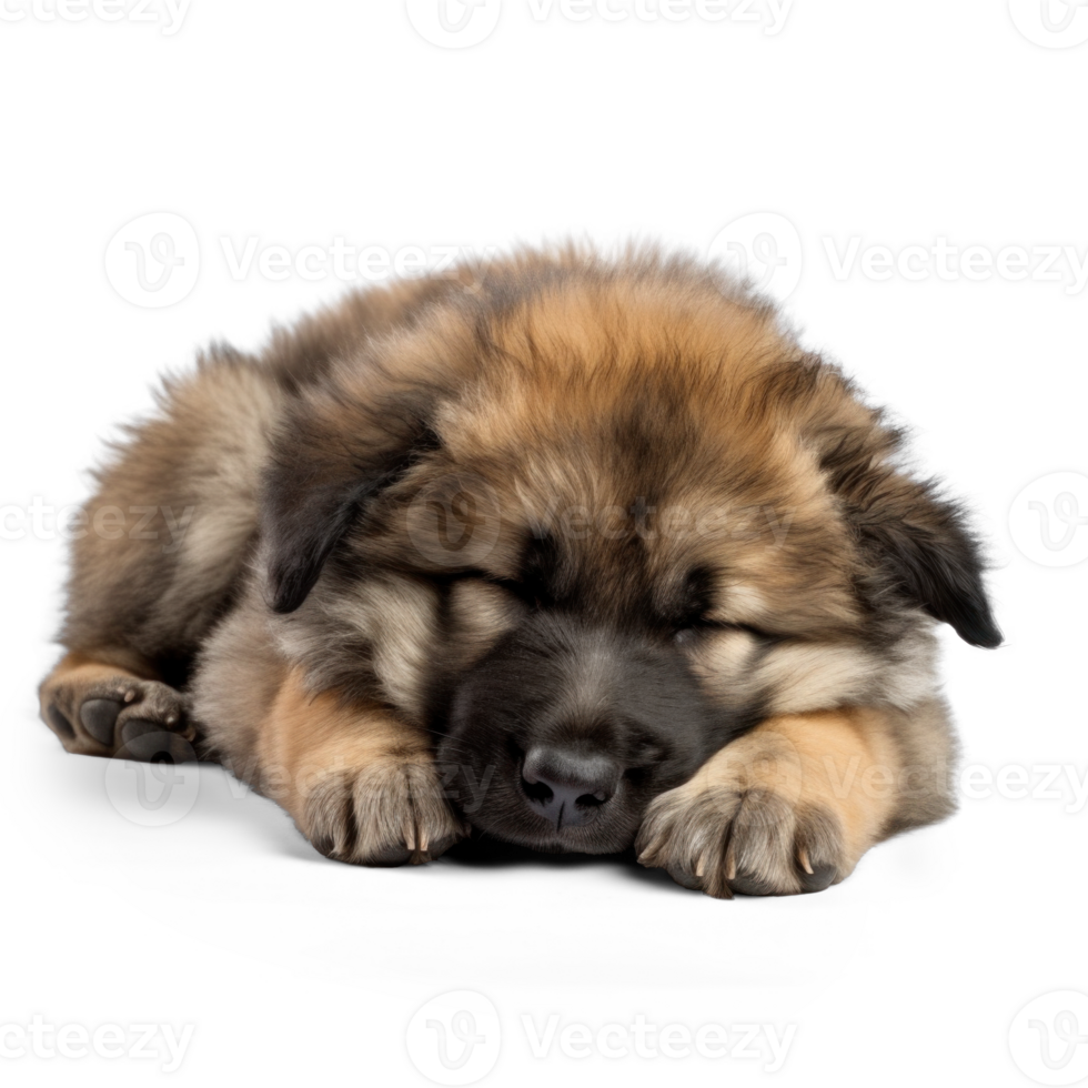 AI generated Sleeping Caucasian Shepherd Puppy on Transparent Background png
