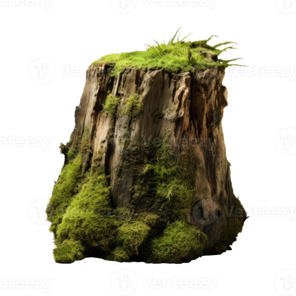 AI generated Mossy Forest Stump, png file of isolated cutout object on transparent background