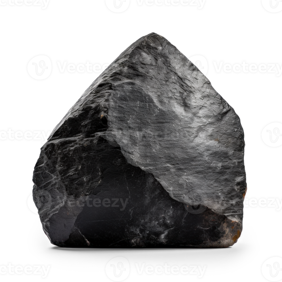 AI generated black heavy processed stone ,png file of isolated cutout object on transparent background with shadow png