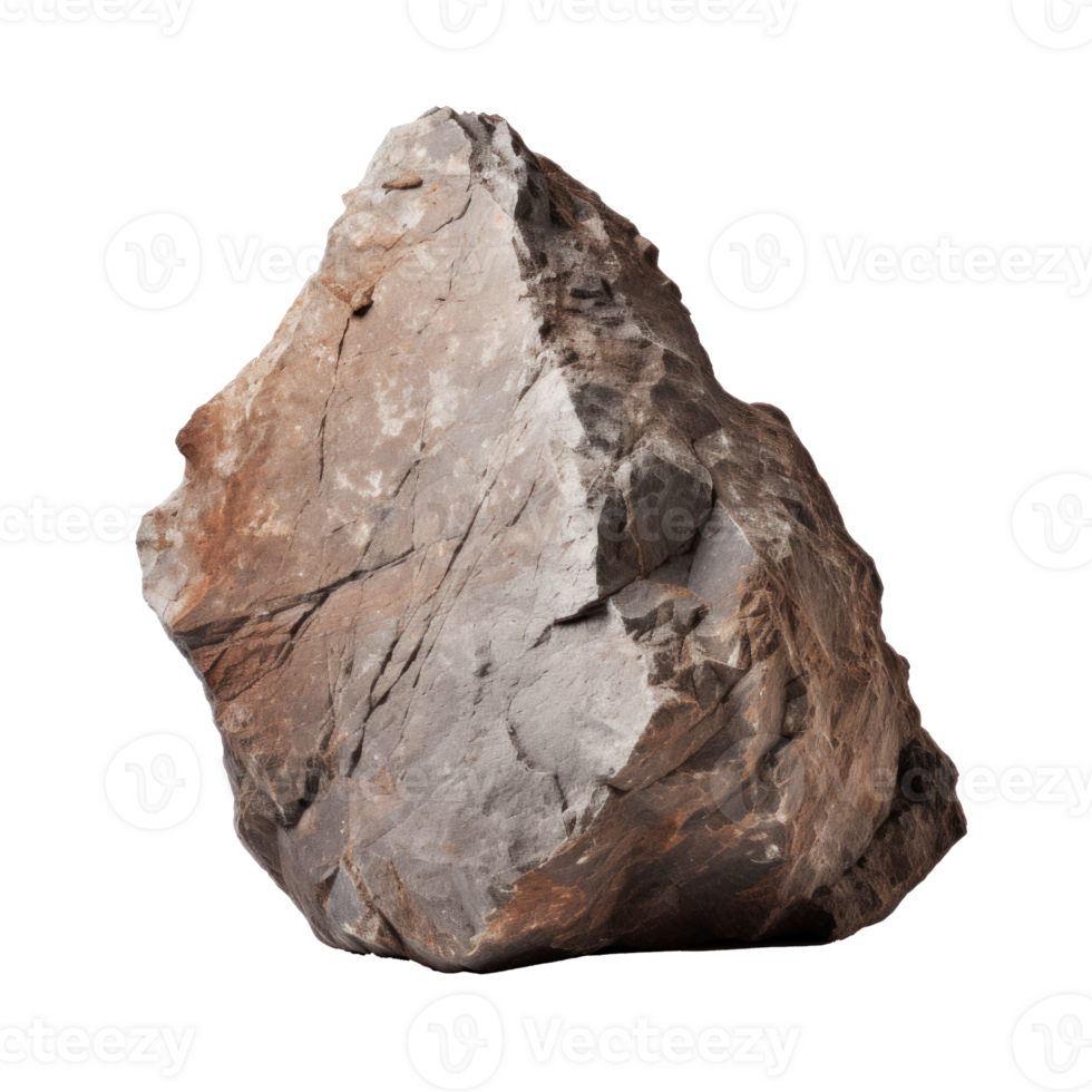 AI generated large brown rock, png file of isolated cutout object on transparent background
