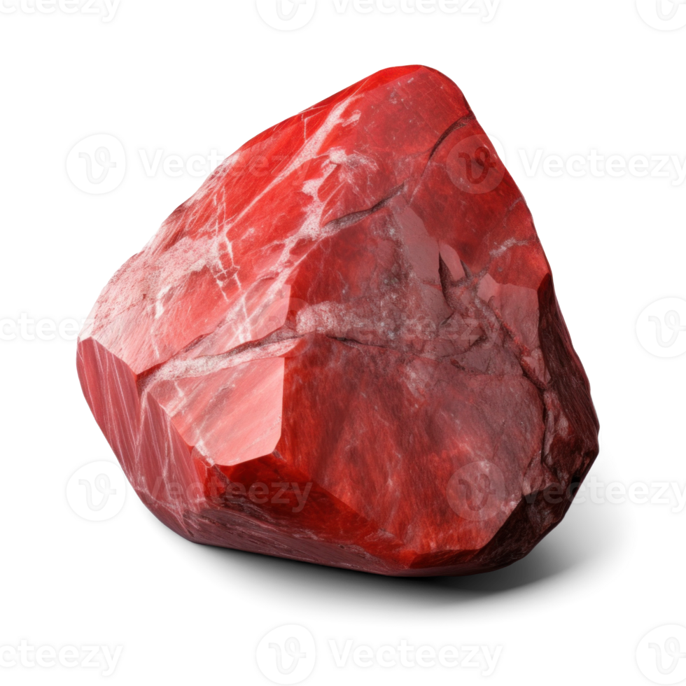 AI generated red rough stone shiny, png file of isolated cutout object on transparent background with shadow
