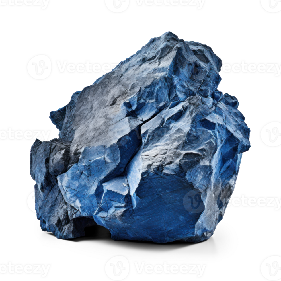 AI generated blue rock, png file of isolated cutout object on transparent background with shadow