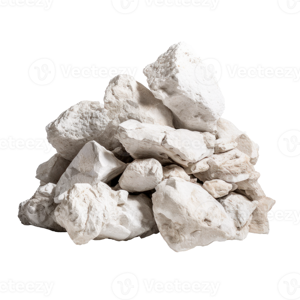 AI generated a pile of white rough stones, png file of isolated cutout object on transparent background