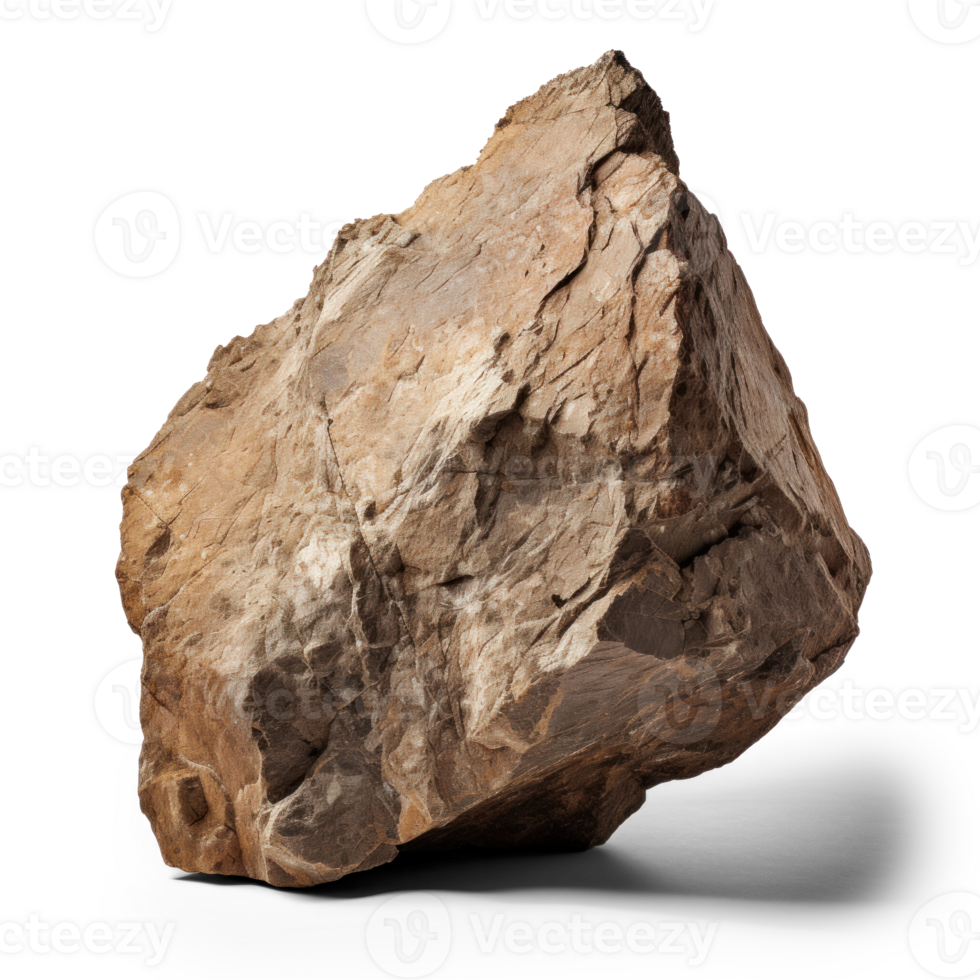 AI generated large brown rock, png file of isolated cutout object on transparent background with shadow