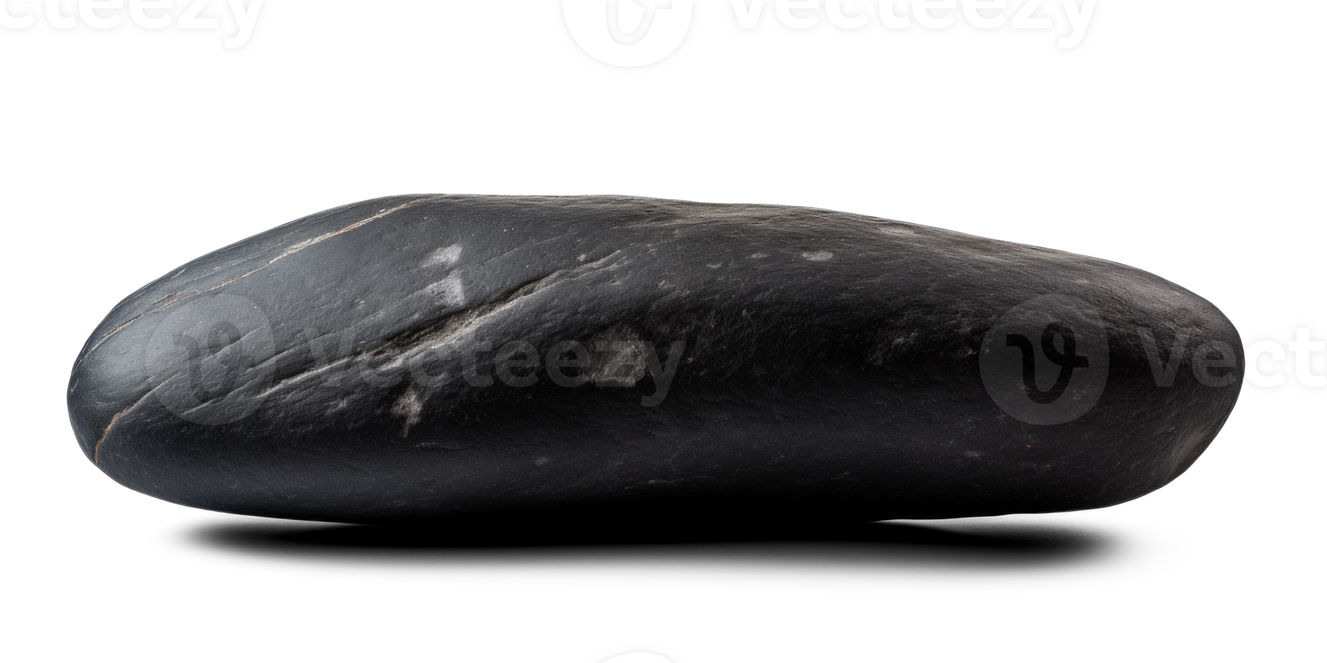 AI generated flat black smooth stone, png file of isolated cutout object on transparent background with shadow