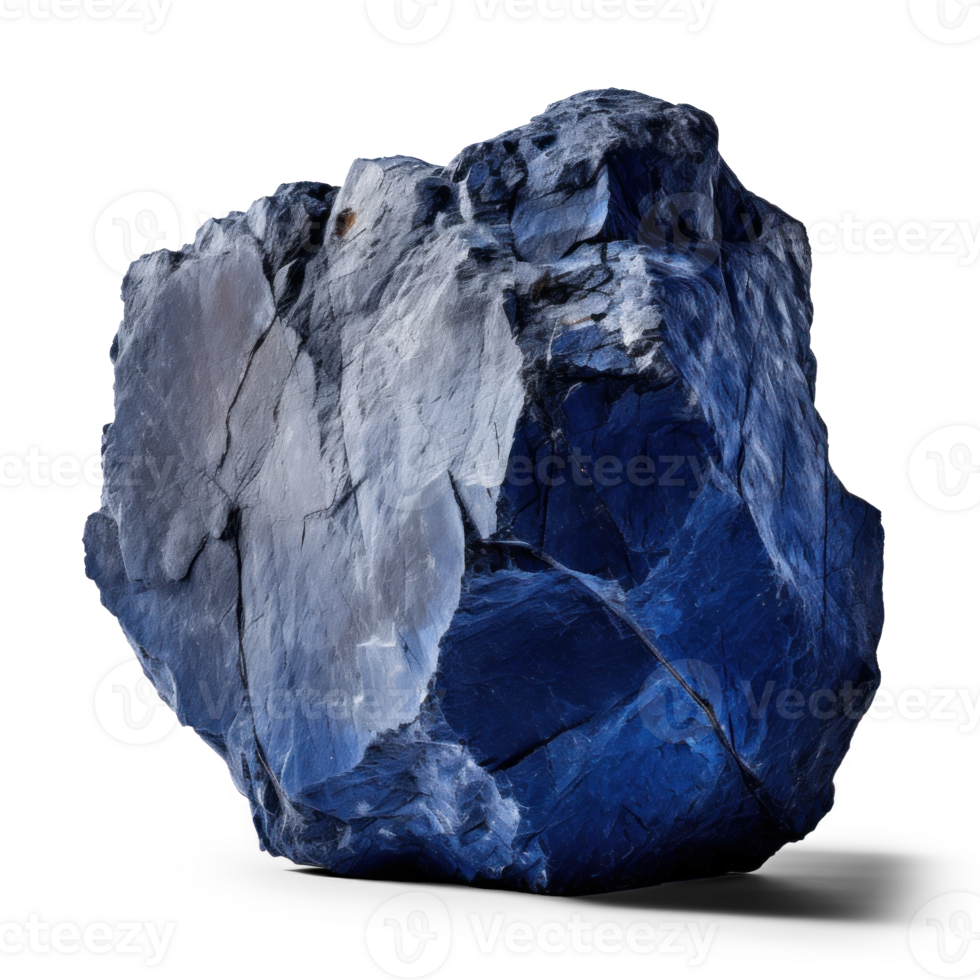 AI generated blue heavy rock, png file of isolated cutout object on transparent background with shadow