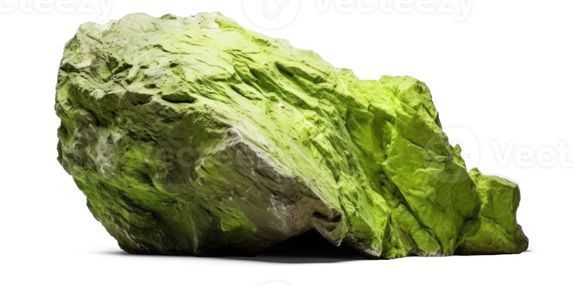 AI generated green heavy rock, png file of isolated cutout object on transparent background with shadow