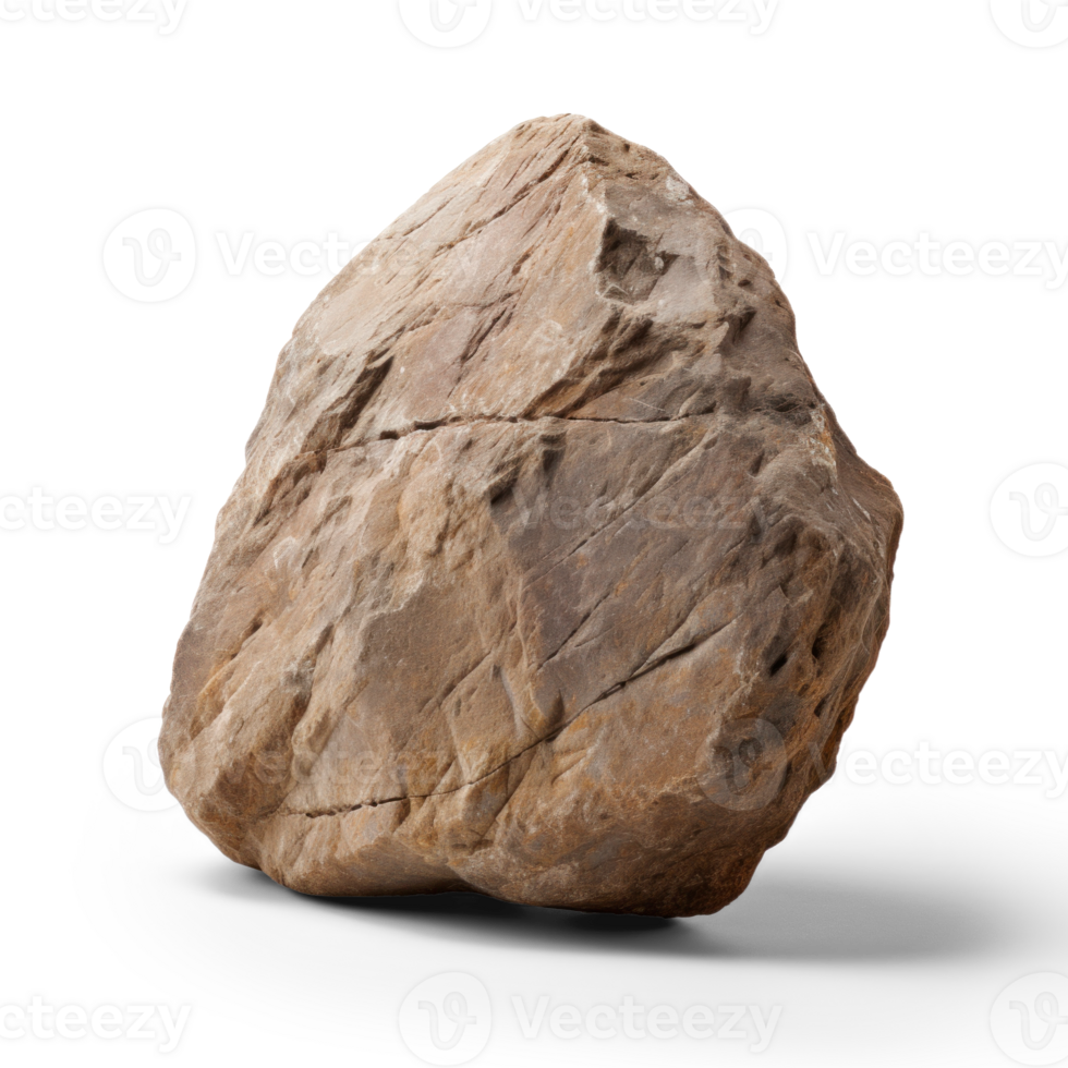 AI generated heavy brown stone, png file of isolated cutout object on transparent background with shadow