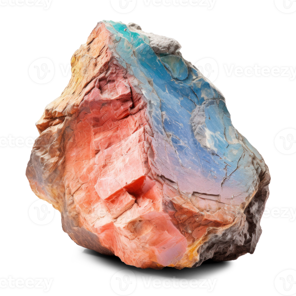 AI generated colorful rock, png file of isolated cutout object on transparent background with shadow
