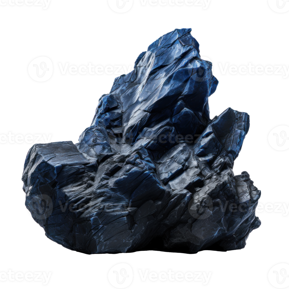 AI generated blue rough rock, png file of isolated cutout object on transparent background