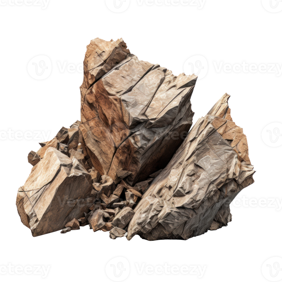 AI generated large smooth rock of wild shape, png file of isolated cutout object on transparent background