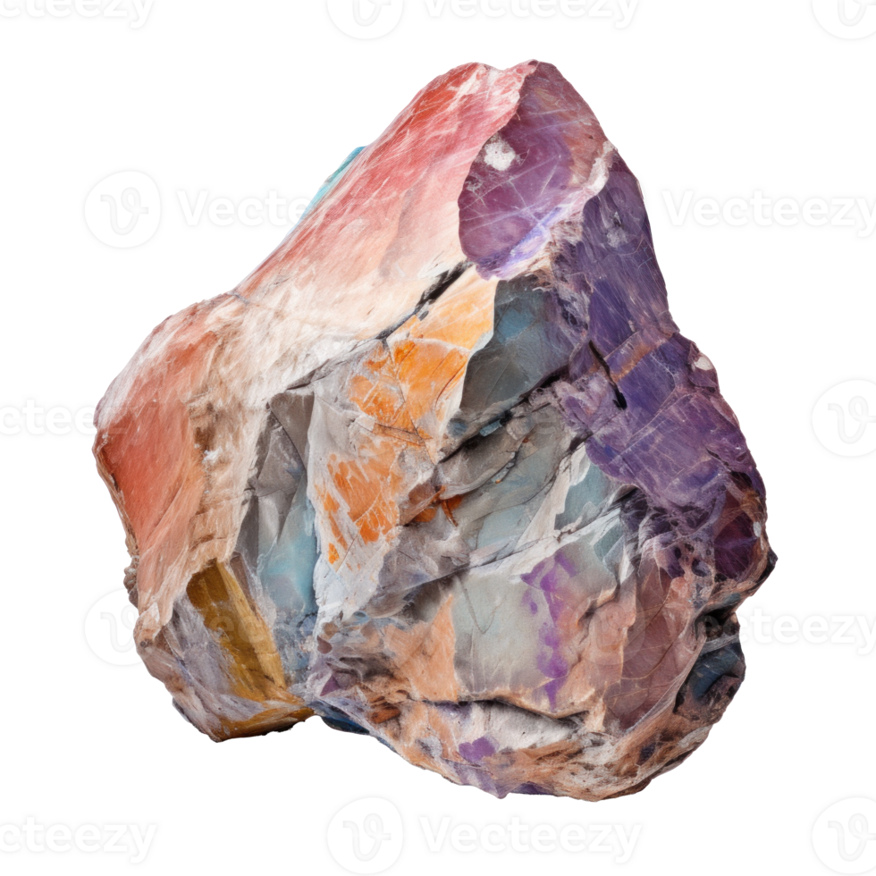 AI generated colorful rock, png file of isolated cutout object on transparent background