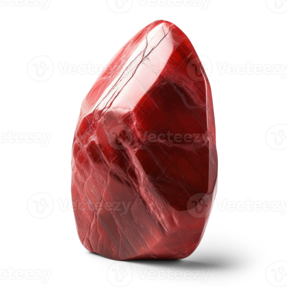 AI generated red shiny stone, png file of isolated cutout object on transparent background with shadow
