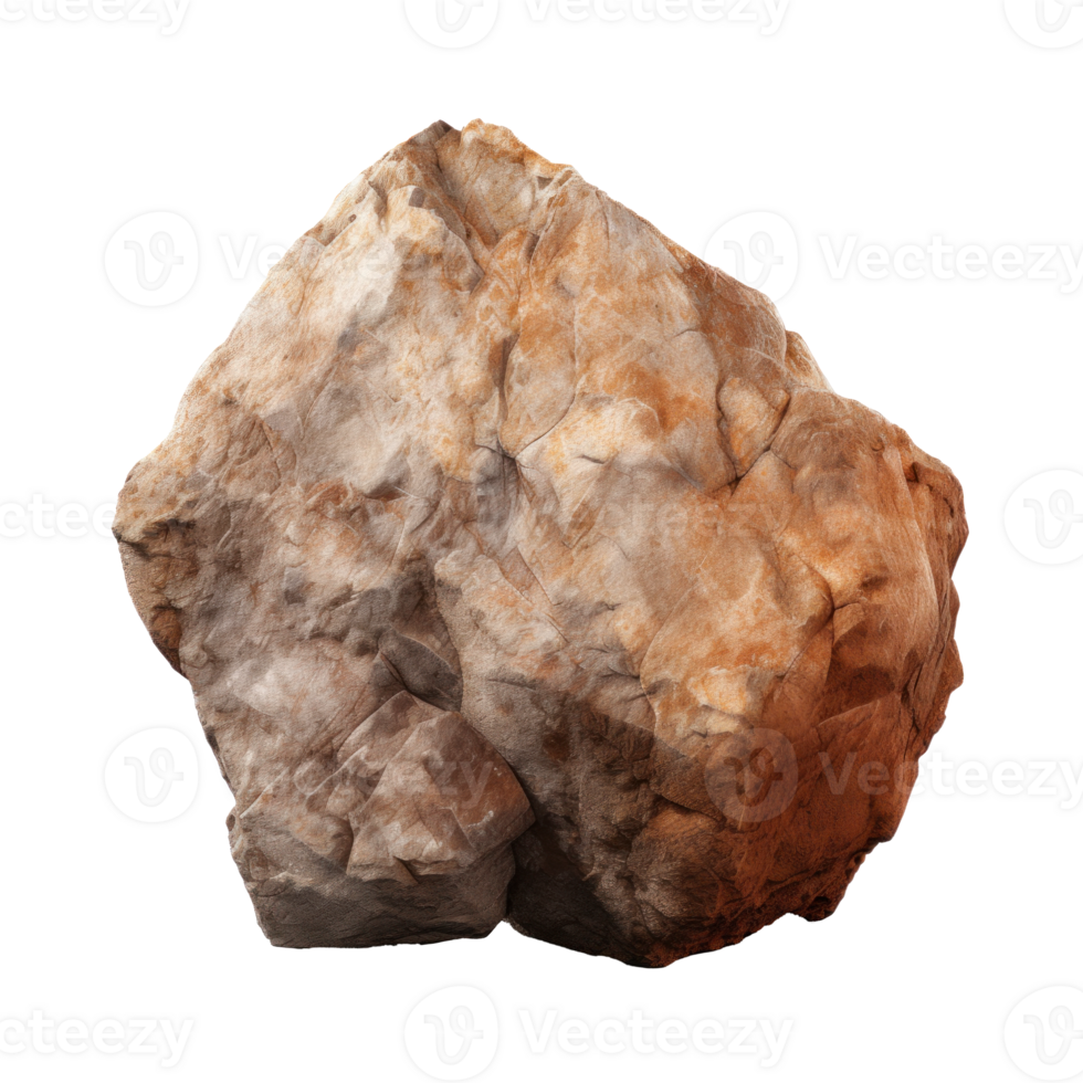 AI generated large brown rock, png file of isolated cutout object on transparent background