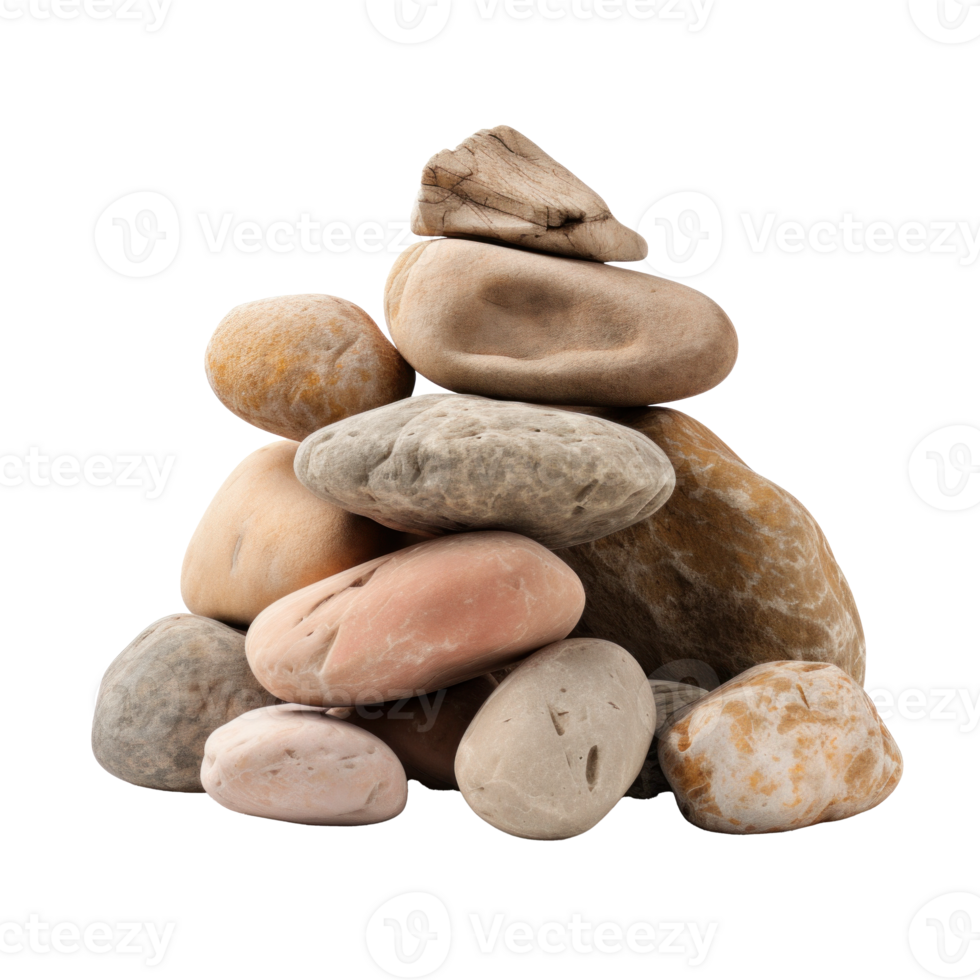AI generated a pile of white smooth stones, png file of isolated cutout object on transparent background
