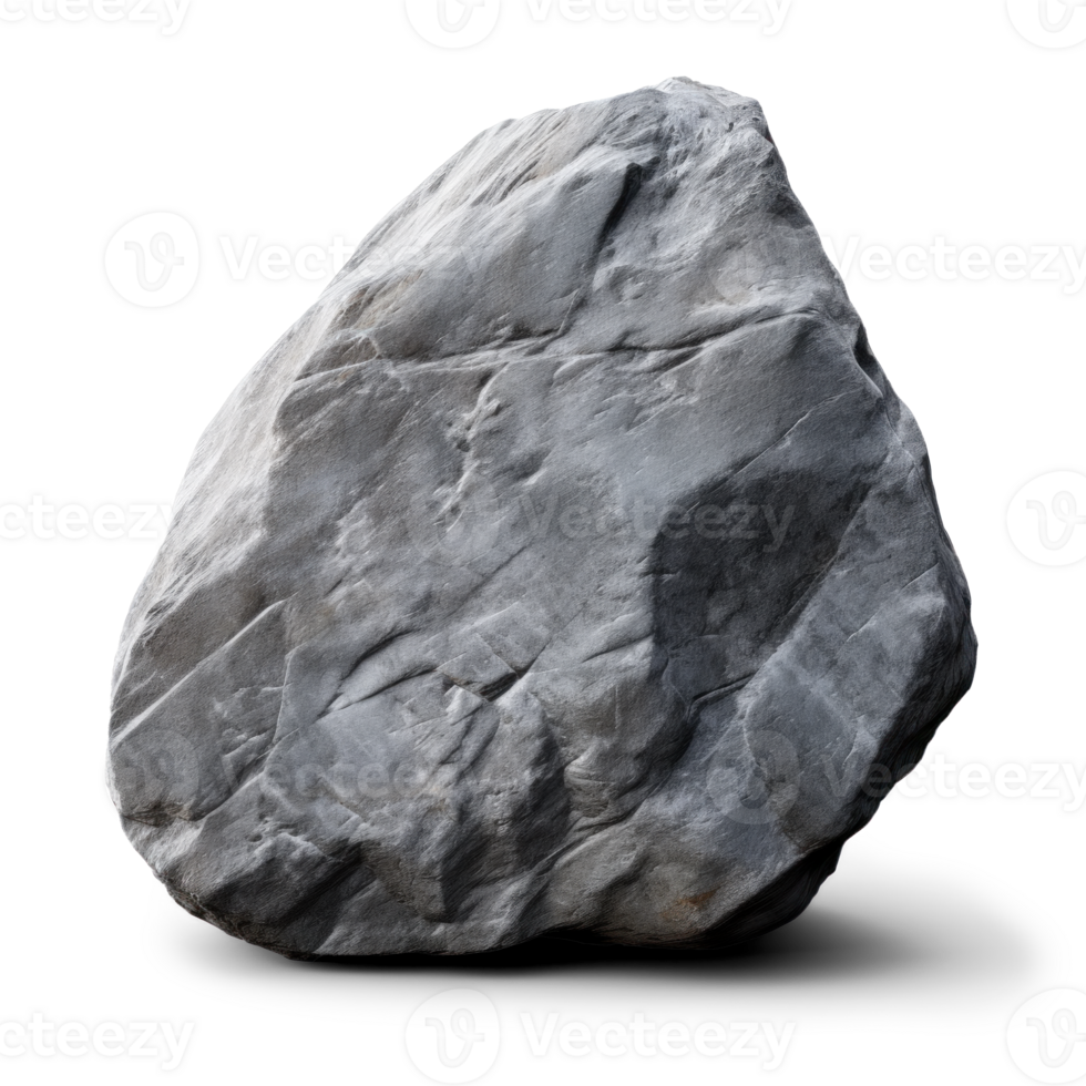 AI generated gray large smooth rock, png file of isolated cutout object on transparent background with shadow