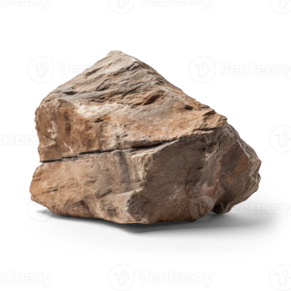 AI generated heavy brown stone, png file of isolated cutout object on transparent background with shadow