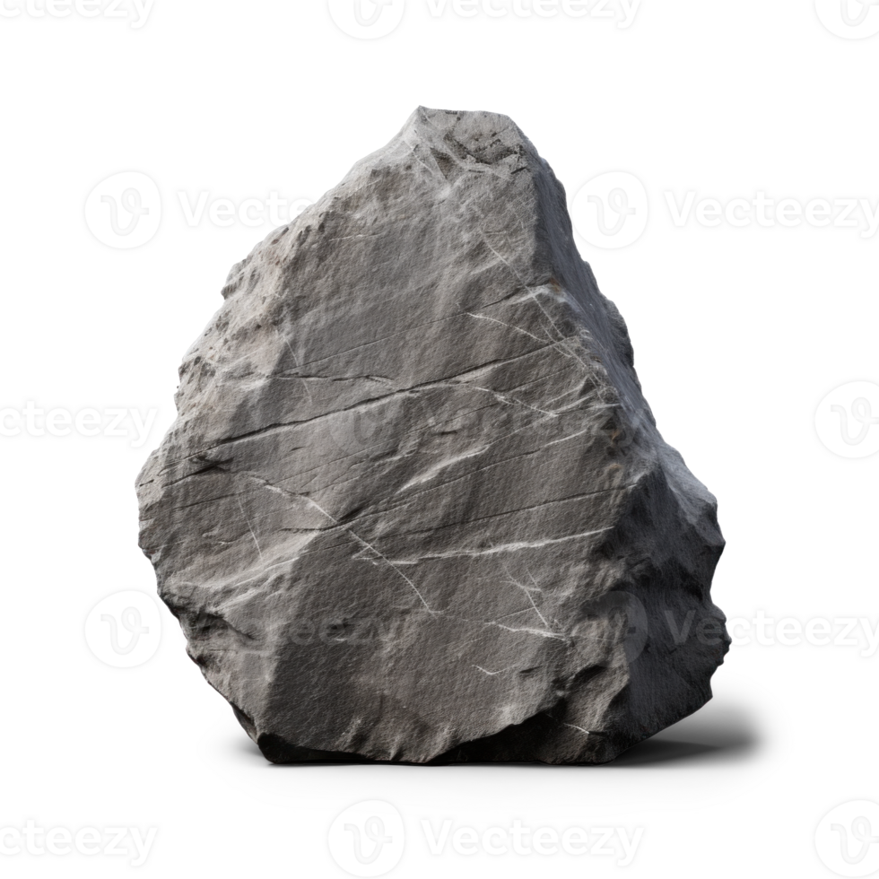 AI generated gray big rock, png file of isolated cutout object on transparent background with shadow