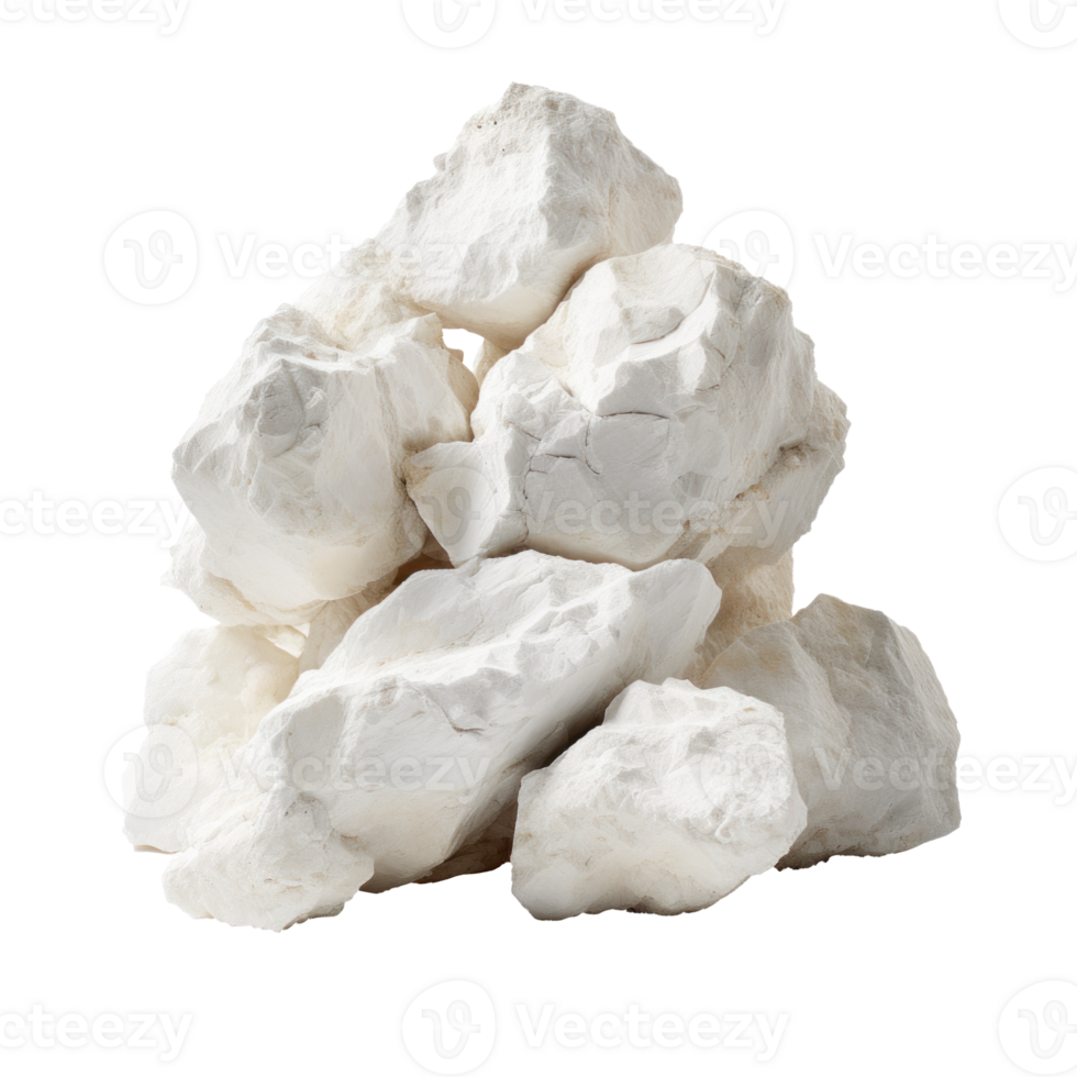 AI generated a pile of white rough stones, png file of isolated cutout object on transparent background