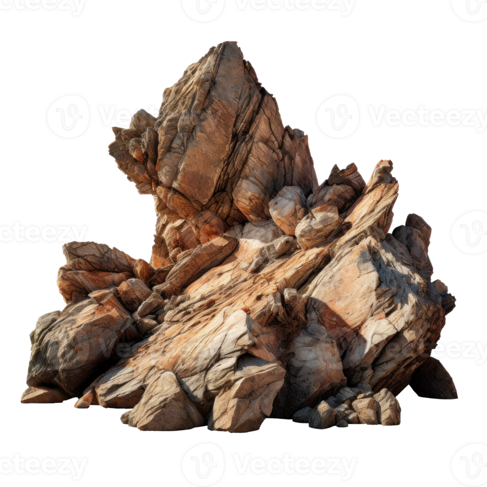 AI generated large smooth rock of wild shape, png file of isolated cutout object on transparent background