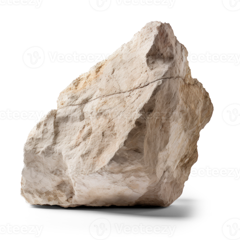 AI generated white big rock, png file of isolated cutout object on transparent background with shadow