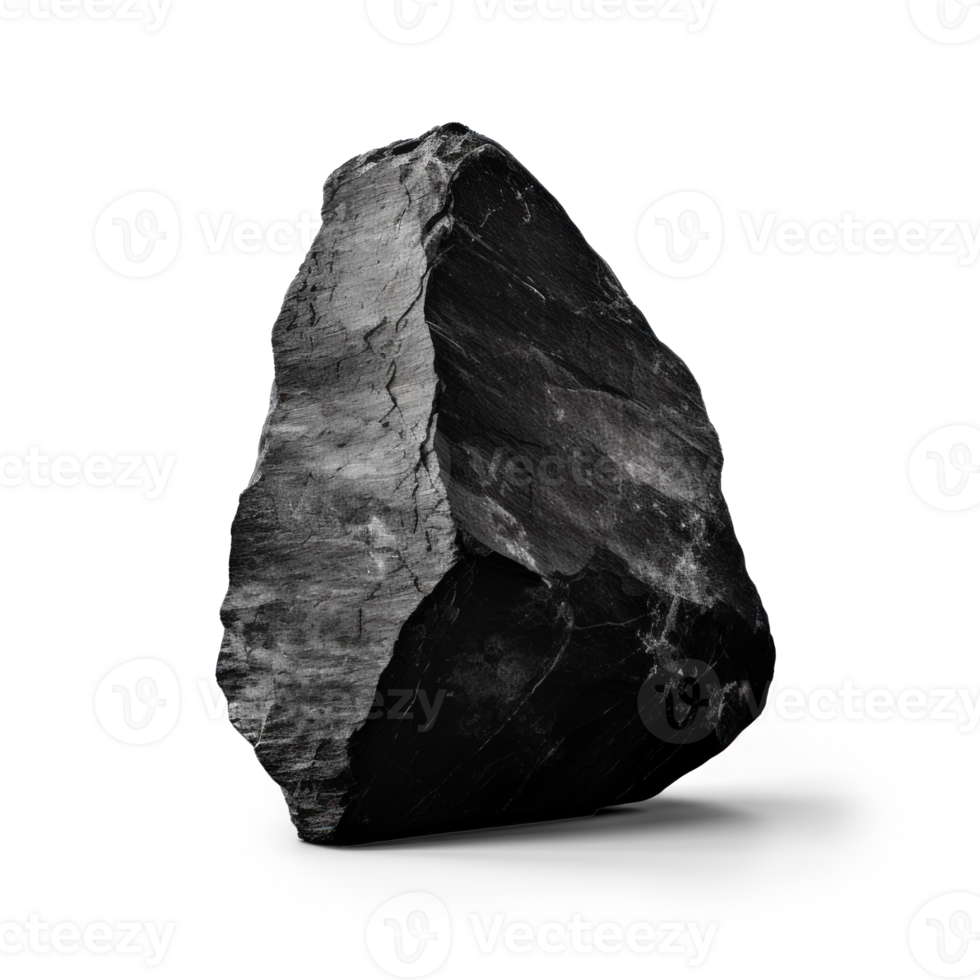 AI generated black heavy processed stone ,png file of isolated cutout object on transparent background with shadow png