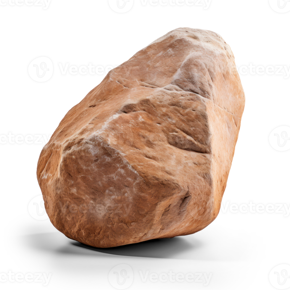 AI generated big smooth brown stone, png file of isolated cutout object on transparent background with shadow