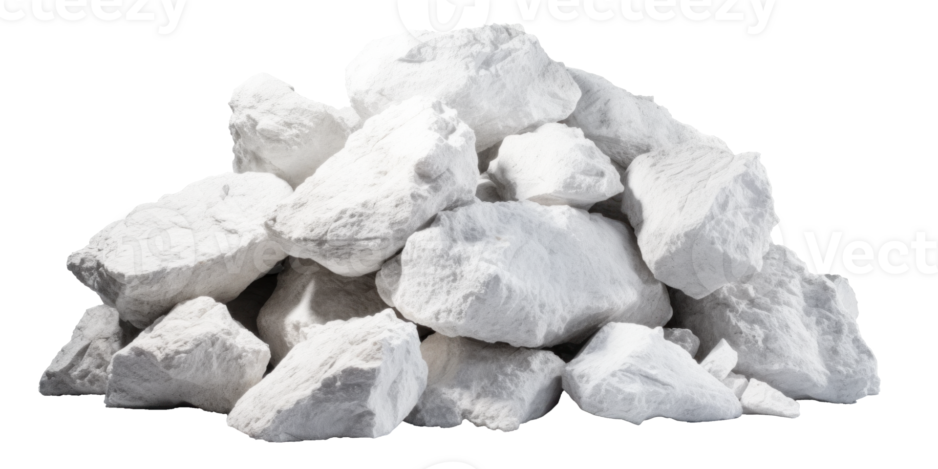 AI generated a pile of white rough stones, png file of isolated cutout object on transparent background