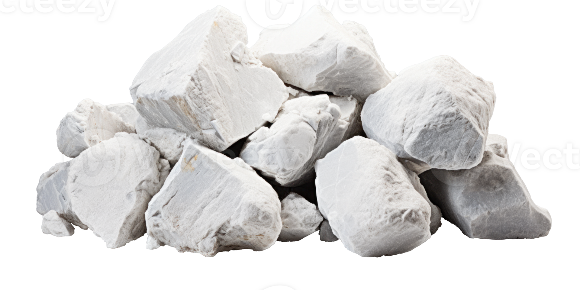 AI generated a pile of white rough stones, png file of isolated cutout object on transparent background