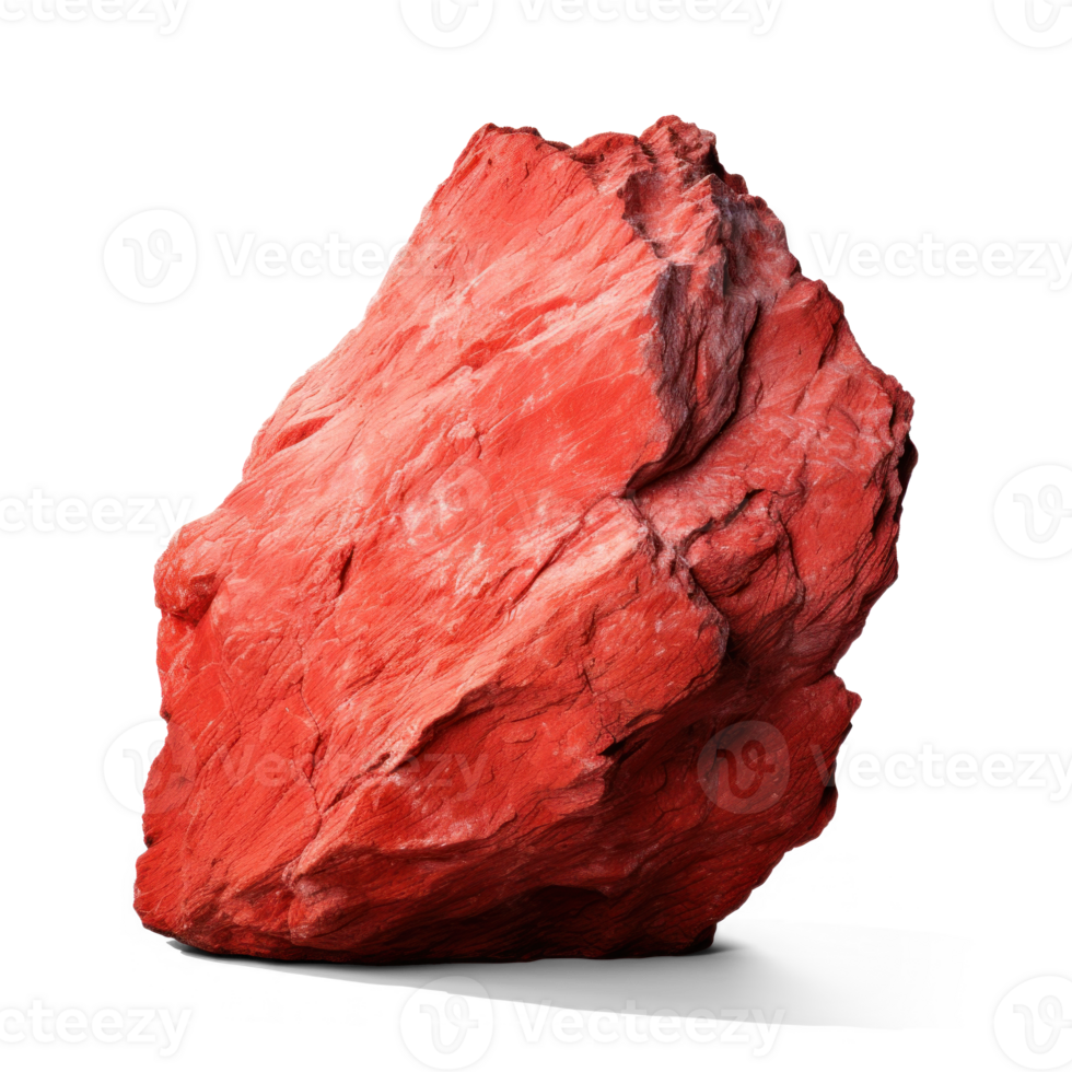 AI generated red big rock, png file of isolated cutout object on transparent background with shadow
