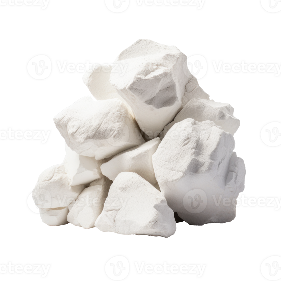 AI generated a pile of white rough stones, png file of isolated cutout object on transparent background