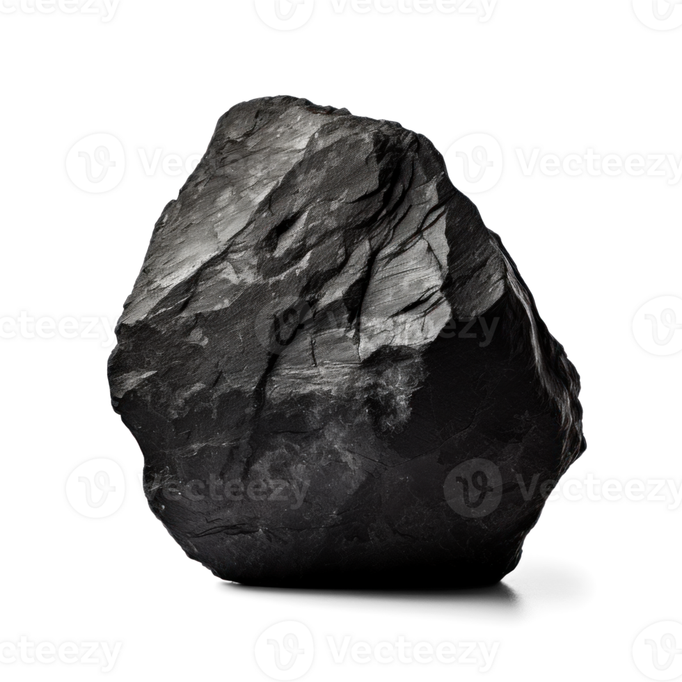 AI generated small rough black stone, png file of isolated cutout object on transparent background with shadow